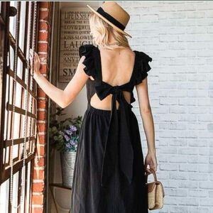 Jade by Jane Black Cutout Tie Back Midi Dress size Small NWT